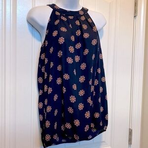 Loft Halter Navy Print Top S